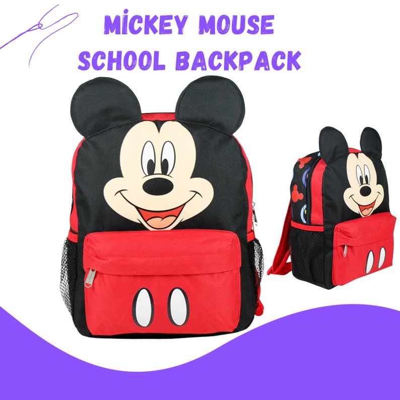 Disney Mickey Face Backpack, Mickey Mouse School Backpack, Personalized