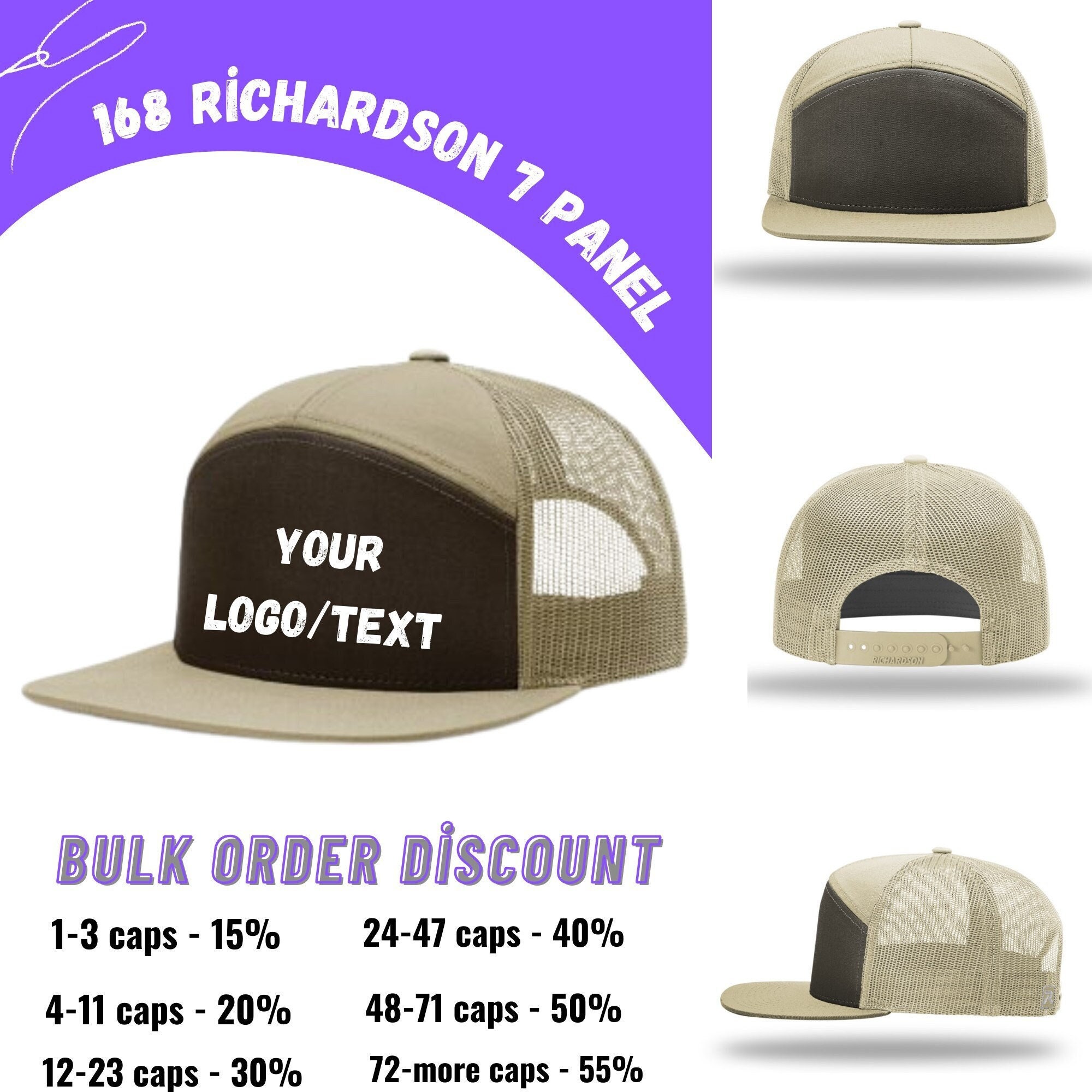 7 Panel Trucker Hat, Personalized Custom Embroidered Snapback Hat ...