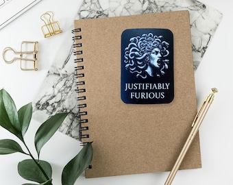 Justifiably Furious Medusa Sticker – Fierce Feminist, Anti-Patriarchy Sticker, Greek Mythology Statement