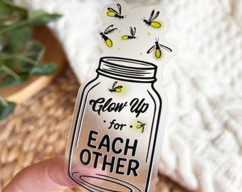Mason Jar with Fireflies Sticker Clear Sticker 3" Waterproof Sticker Water Bottle or Car Sticker