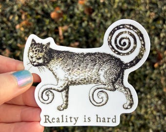 Spiral Cat Medieval Sticker | Funny Medieval Cat Vinyl Decal Aur Naur Medieval Dog Sticker