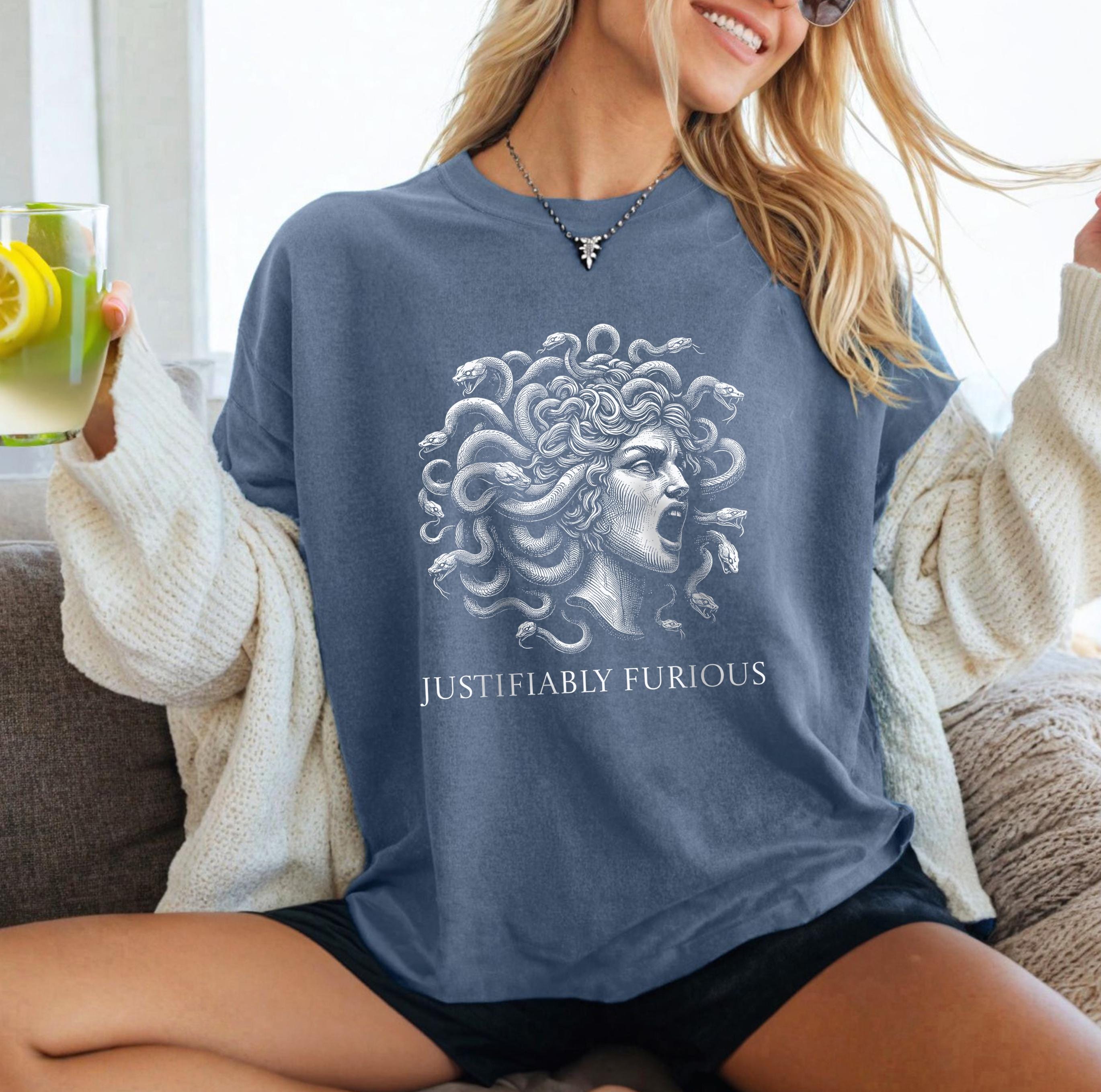 Justifiably Furious, Medusa Comfort Colors T-shirt, Bold Greek