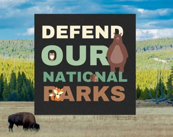 Defend Our National Parks" 5" x 5" Magnetic Bumper Magnet - Anti-Trump, Pro National Park, Environmental Protection, Save Wildlife