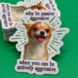 Actively Aggressive Chihuahua Sticker – Funny Vet Tech Gift, Chihuahua Lover Decal, Gift for Veterinary Students, Dog Humor Vinyl Sticker immagine 4