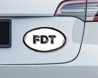 FDT Oval Car Magnet - Black and White Anti-Trump Bumper Magnet - Bold Political Statement - F-ck Donald Trump Magnet for Cars, Fridges