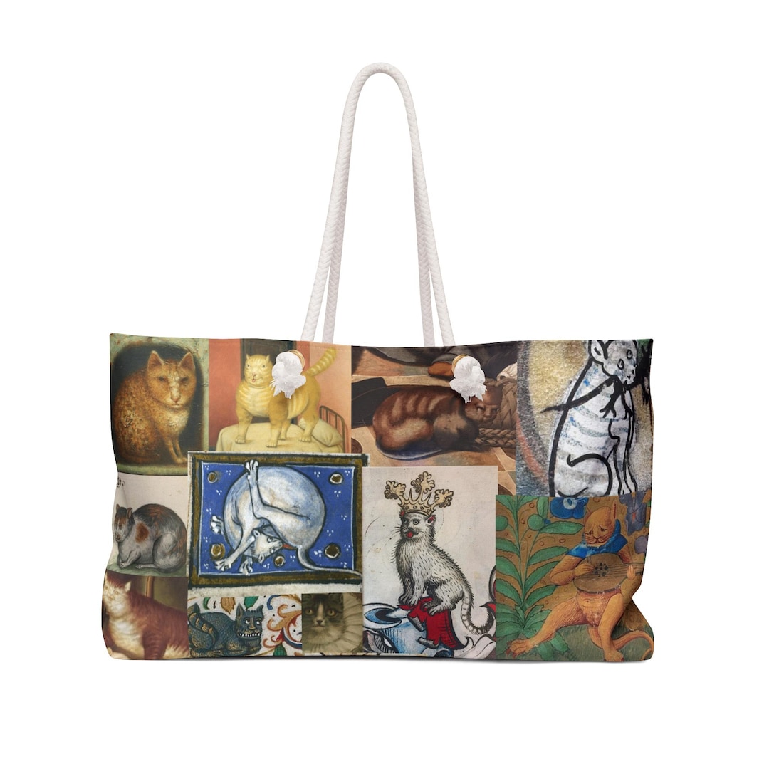 Medieval Cat Tote Bag Large Canvas Book And Grocery Bag Covered In medieval-cat-tote-bag-large-canvas-book-and-grocery-bag-covered-in