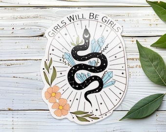 Girls Will Be Girls Snake Sticker with Feminist Vibes, Witchy Sticker – Perfect for Laptops, Journals & More!