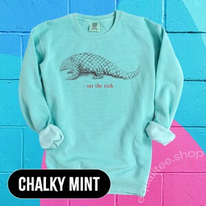 Eat the Rich Pangolin Sweatshirt - Comfort Colors Oversized Crewneck - Anti-Capitalist Animal Shirt - Socialist Gift - Leftist Aesthetic