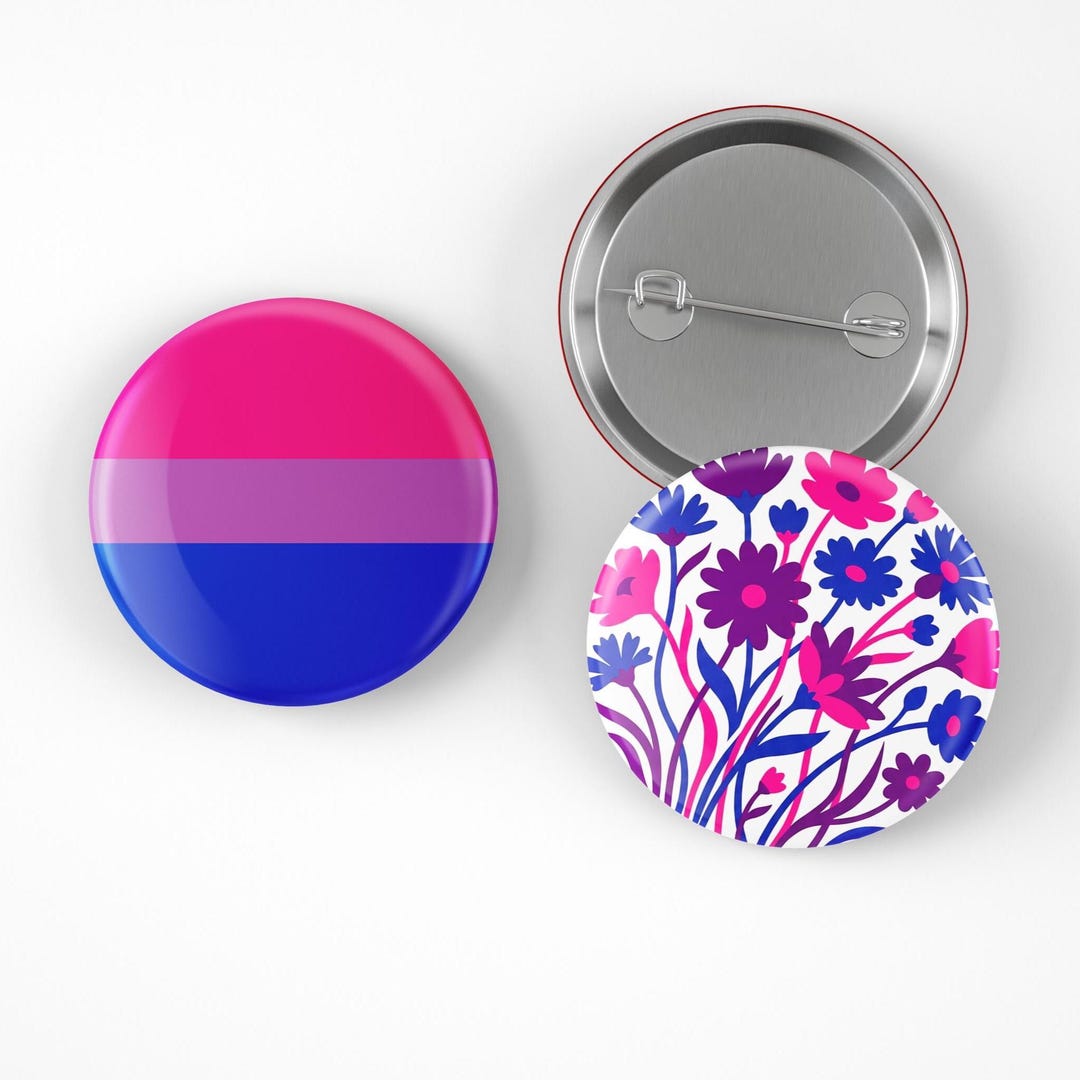 Subtle Bi Pride Button Set | Bi Flag Pin + Subtle Wildflower Pride ...