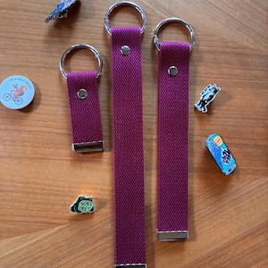 Enamel Lapel Pin Holder Strap Double-Sided Canvas Strap for Backpacks, Purses & Tote Bags O-Ring Pin ITA Bag Accessory Handmade by Equalitee Maroon