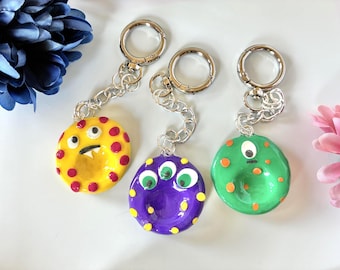 Handmade Infectious Disease Monster Keychains - Vaccinations Save Lives - Polymer Clay