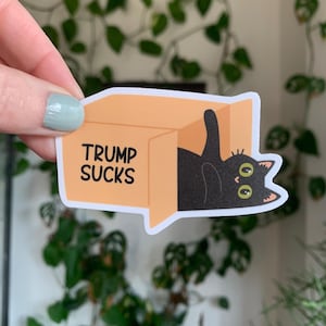 Trump Sucks Sticker – Cute Angry Cat Political Sticker, Anti-Trump Vinyl Sticker, Liberal Sticker, Leftist Gift, Protest Decal image 1