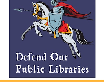 Defend Our Public Libraries Car Magnet - Knight on Horse, Pro-Library, Stop Book Bans, Librarian Gift, Reading Advocate, Banned Books
