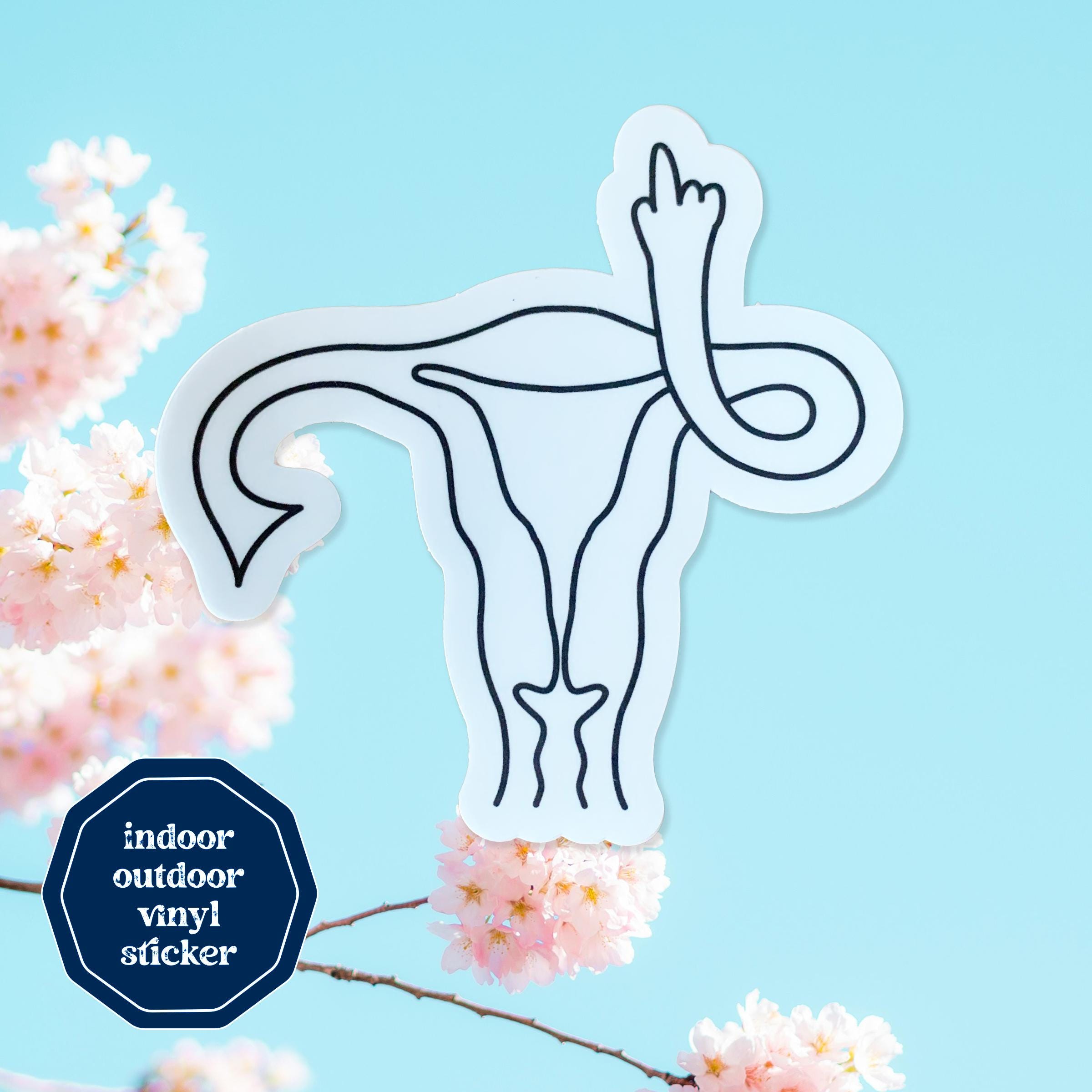Feminist Uterus Sticker - Middle Finger Reproductive Rights Decal, Pro ...