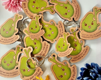 Gallbladder Removal Gifts - Custom Bag Charm Keychain, Refrigerator Magnet or Lapel Pin Surgery Recovery Gifts - No Guts All Glory