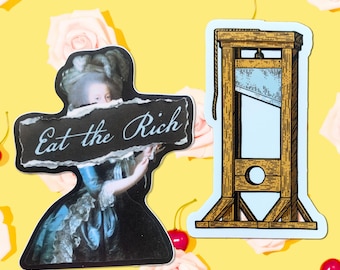 Eat the Rich & Guillotine Sticker Set - Revolutionary Political Vinyl Stickers - Anti-Capitalist, Protest, Class War, French Revolution