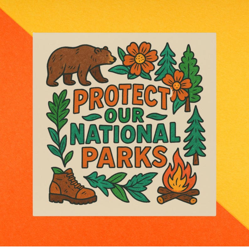 Protect Our National Parks Bumper Magnet, Anti Trump Magnet, Liberal Political Statement, 5"x5" Car Decal, Fridge Magnet image 4