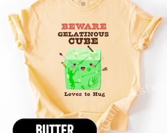 Beware Gelatinous Cube Comfort Colors Shirt | Funny DnD Tee | Dungeon Master Gift | Tabletop RPG Shirt | D&D Humor | Nerdy Gamer Tee