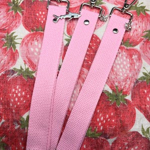 Enamel Lapel Pin Holder Strap Double-Sided Pink Canvas Lobster Claw for Backpacks, Purses & Bags, Pin ITA Bag Handmade by Equalitee