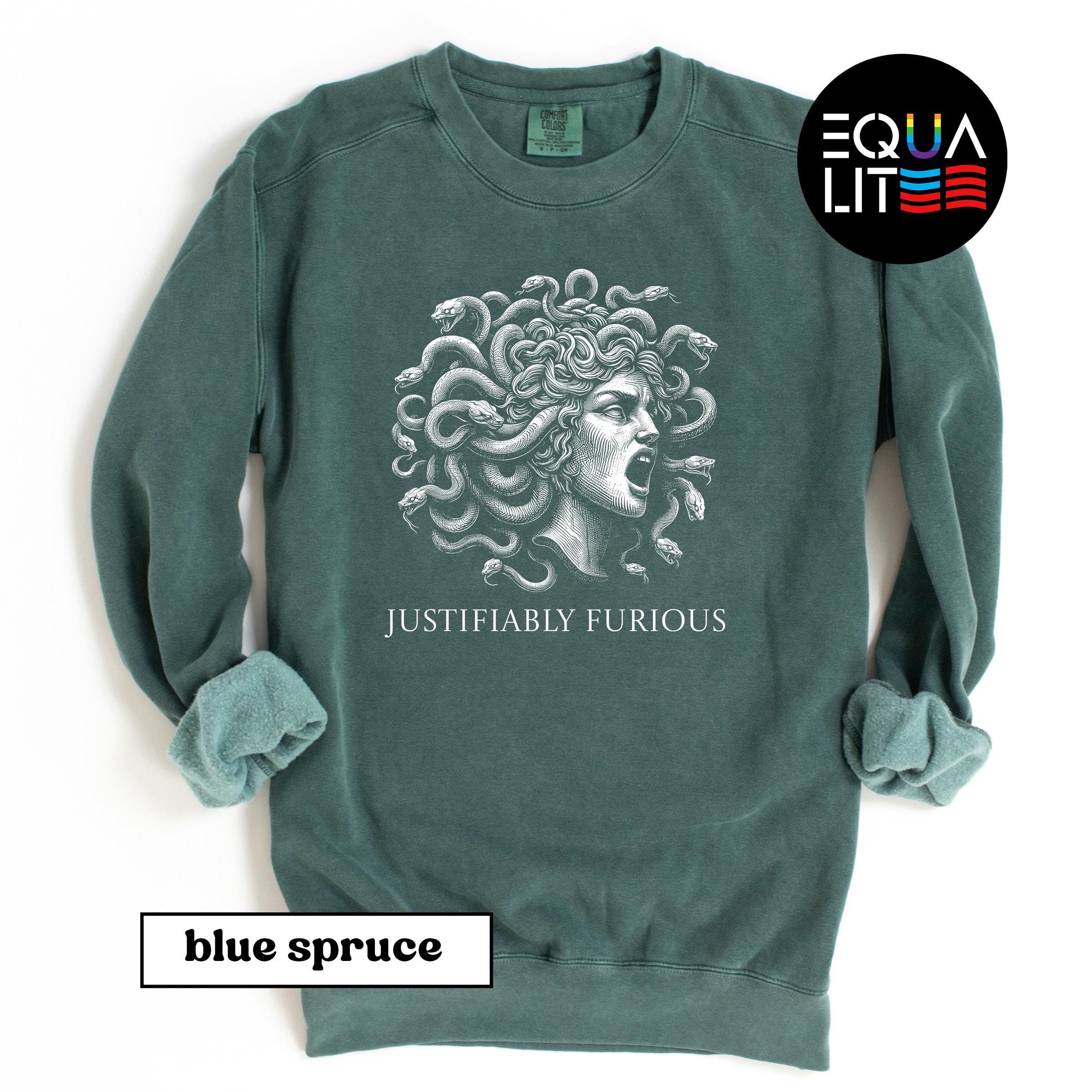 Justifiably Furious Medusa Comfort Colors Sweatshirt, Bold Design
