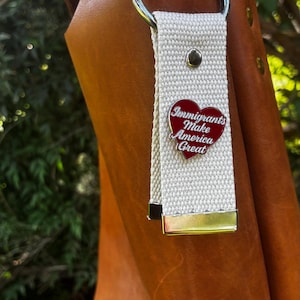 Enamel Lapel Pin Holder Strap Double-Sided Canvas Strap for Backpacks, Purses & Tote Bags O-Ring Pin ITA Bag Accessory Handmade by Equalitee image 3