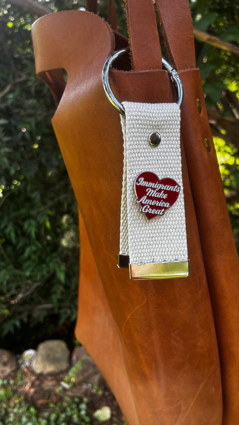 Enamel Lapel Pin Holder Strap Double-Sided Canvas Strap for Backpacks, Purses & Tote Bags O-Ring Pin ITA Bag Accessory Handmade by Equalitee image 3