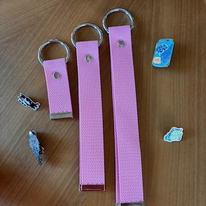 Enamel Lapel Pin Holder Strap Double-Sided Canvas Strap for Backpacks, Purses & Tote Bags O-Ring Pin ITA Bag Accessory Handmade by Equalitee Light Pink