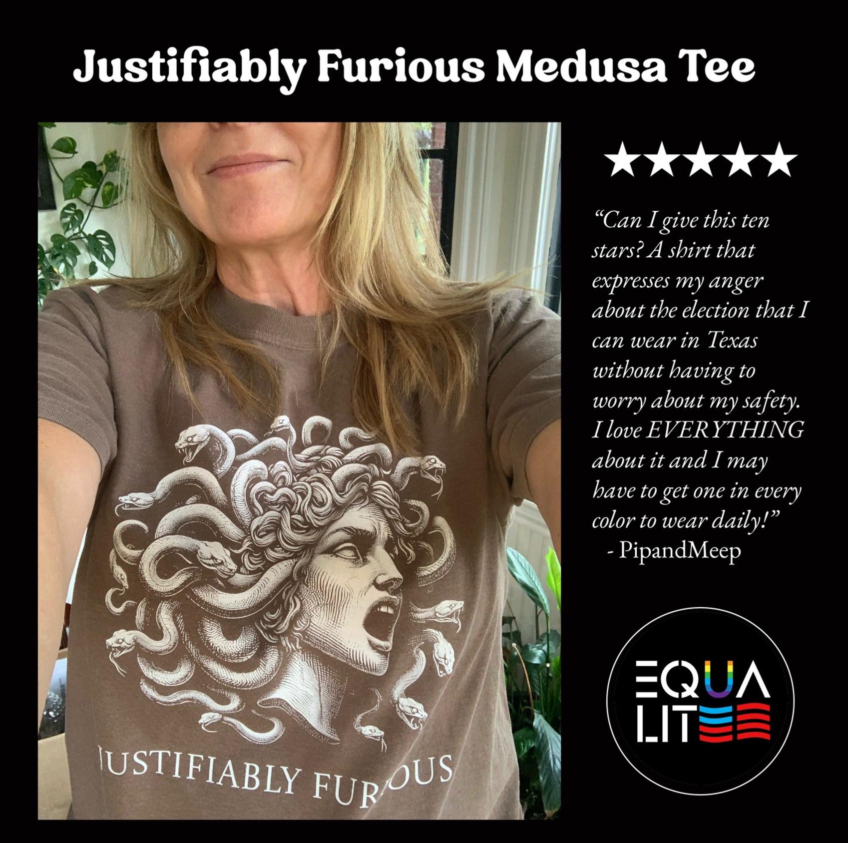 Justifiably Furious, Medusa Comfort Colors T-shirt, Bold Greek