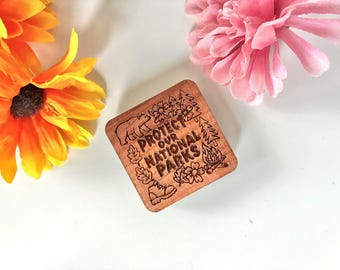 Protect Our National Parks Handmade Wooden Refrigerator Magnet - Cedar Wood