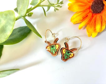 Bring on the Matriarchy Praying Mantis Earrings Feminist Jewelry, Handmade Botanical Insect Hoops in Gold or Silver Surgical Steel