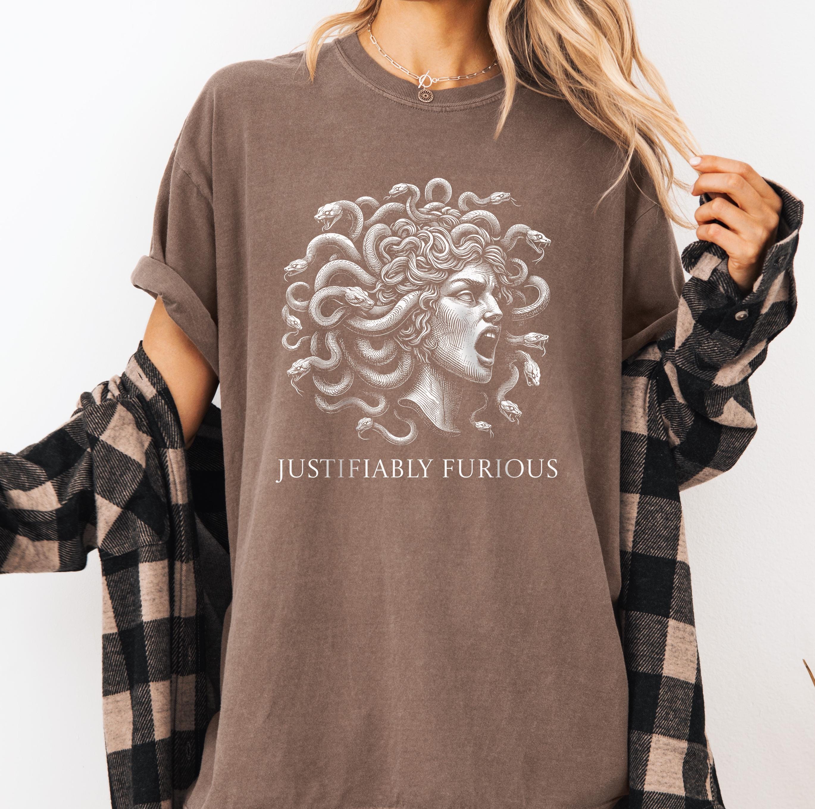 Justifiably Furious, Medusa Comfort Colors T-shirt, Bold Greek