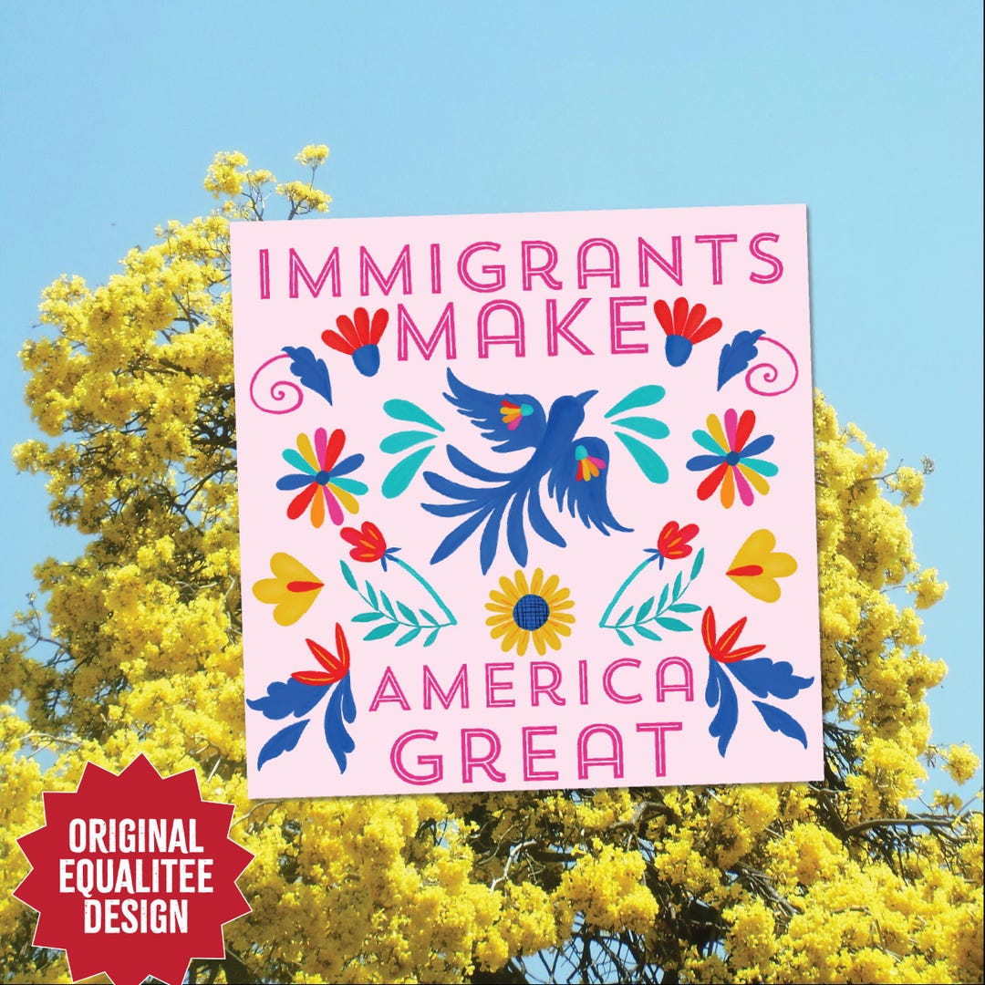 Immigrants Make America Great Sticker Colorful Floral Vinyl Sticker for ...