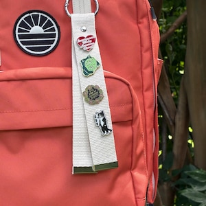 Enamel Lapel Pin Holder Strap Double-Sided Canvas Strap for Backpacks, Purses & Tote Bags O-Ring Pin ITA Bag Accessory Handmade by Equalitee