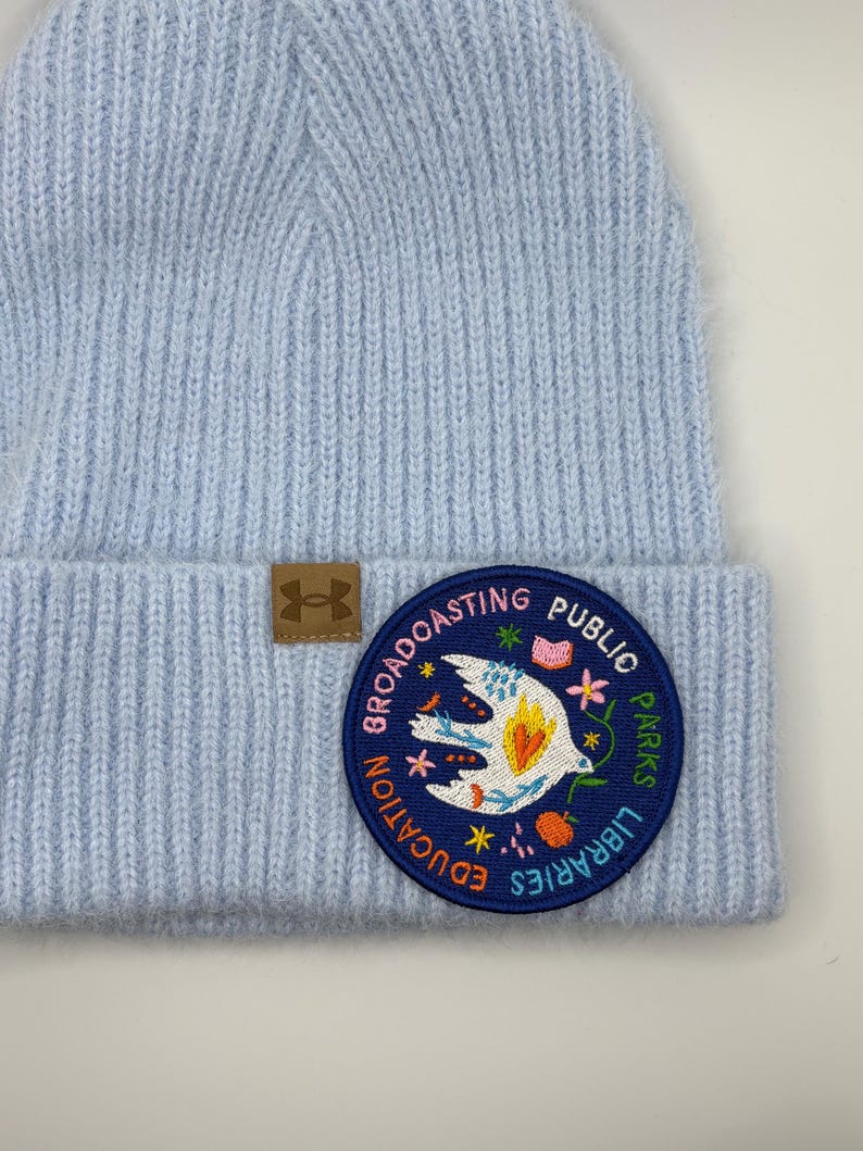 Public Parks Libraries Education Broadcasting Patch • 3" Round Embroidered Patch with Dove • Progressive Patch • Pro Public Goods Badge imagem 8