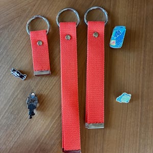 Enamel Lapel Pin Holder Strap Double-Sided Canvas Strap for Backpacks, Purses & Tote Bags O-Ring Pin ITA Bag Accessory Handmade by Equalitee Orange
