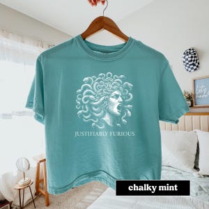 Justifiably Furious Medusa Comfort Colors T-Shirt - Boxy Fit, Feminist Rage, Bold Statement Tee