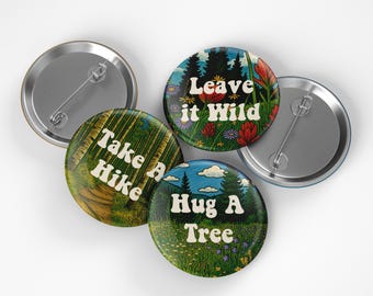 Hiking and Protect Our National Parks Buttons I Heart Park Rangers | Take A Hike | Hug A Tree Buttons