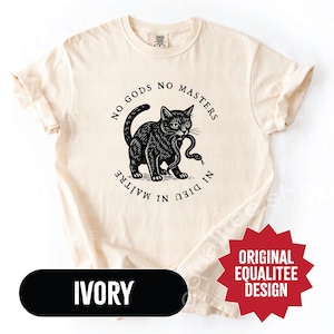 No Kings No Gods No Masters Cat Shirt Linocut Style Cat with Snake Ni Dieu Ni Maître Punk Shirt Anti Trump Political Tee