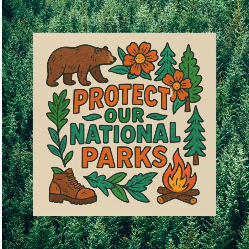 Protect Our National Parks Bumper Magnet, Anti Trump Magnet, Liberal Political Statement, 5"x5" Car Decal, Fridge Magnet image 5