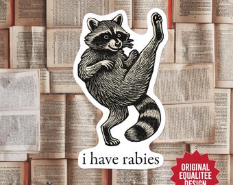 Funny Raccoon Sticker I Have Rabies High Kick Trash Panda Meme Vinyl Sticker Liberal Animal Sticker  Vet Student Vet Tech Sticker Gift
