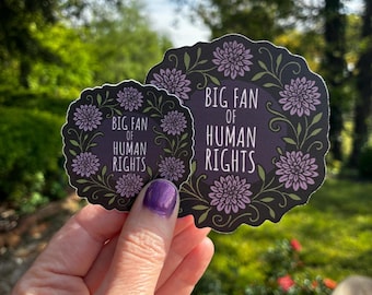 Gran fan de los derechos humanos Pegatina feminista progresista Pegatina política Justicia social Regalo Pegatina Pro igualdad Activista Pro inmigración