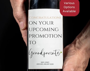 Pregnancy Announcement Wine Label I Cant Drink This But You Can We are Pregnant Expecting Grandparents Auntie Uncle New Baby Announcement