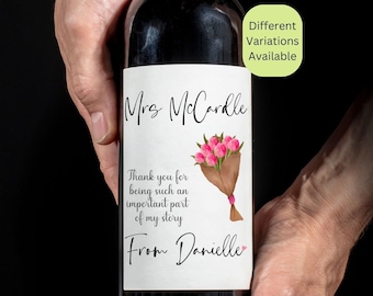 Personalized Teacher Wine Label: Thank You Gift