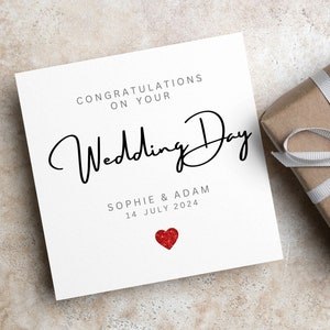 Carte PERSONNALISÉE POUR LE JOUR DE MARIAGE Un couple heureux qui vient de se marier Félicitations pour le grand jour se marier M.