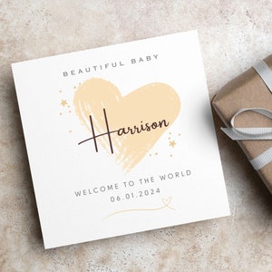 Carte personnalisée NOUVEAU BÉBÉ Nouveau bébé garçon Nouveau bébé fille Félicitations pour la naissance Bienvenue dans le monde Nouvel arrivage
