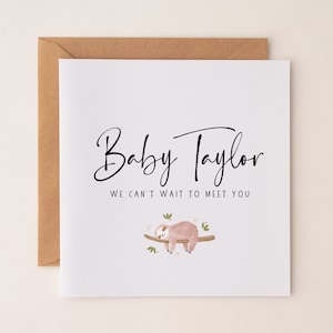 Baby-Dusche-Karte Mama wird neue Mama neuer Vater neue Eltern zu sein Baby Junge Mädchen Sohn Tochter Cant warten, um Sie zu treffen personalisierte Karte