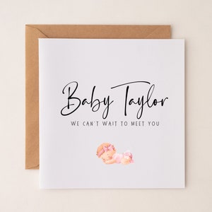 Baby-Dusche-Karte Mama wird neue Mama neuer Vater neue Eltern zu sein Baby Junge Mädchen Sohn Tochter Cant warten, um Sie zu treffen personalisierte Karte