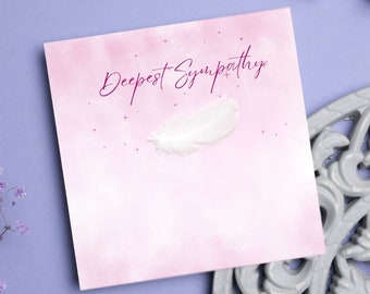 FEATHER SYMPATHY CARD Deepest Sympathy With Sympathy Mum Dad Mother Father Friend Son Daughter Husband Wife Sorry For Your Loss Condolences