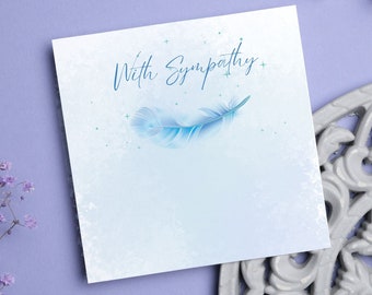 FEATHER SYMPATHY CARD Deepest Sympathy With Sympathy Mum Dad Mother Father Aunt Uncle Friend Son Daughter Husband Wife Sorry For Your Loss