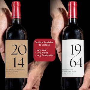 Personalisierte Geburtstag Wein Label Geschenk für Sie Him glücklich 18.21.30.40.50.1. Datum Hochzeit Jahrestag Valentine Weihnachten Verlobung